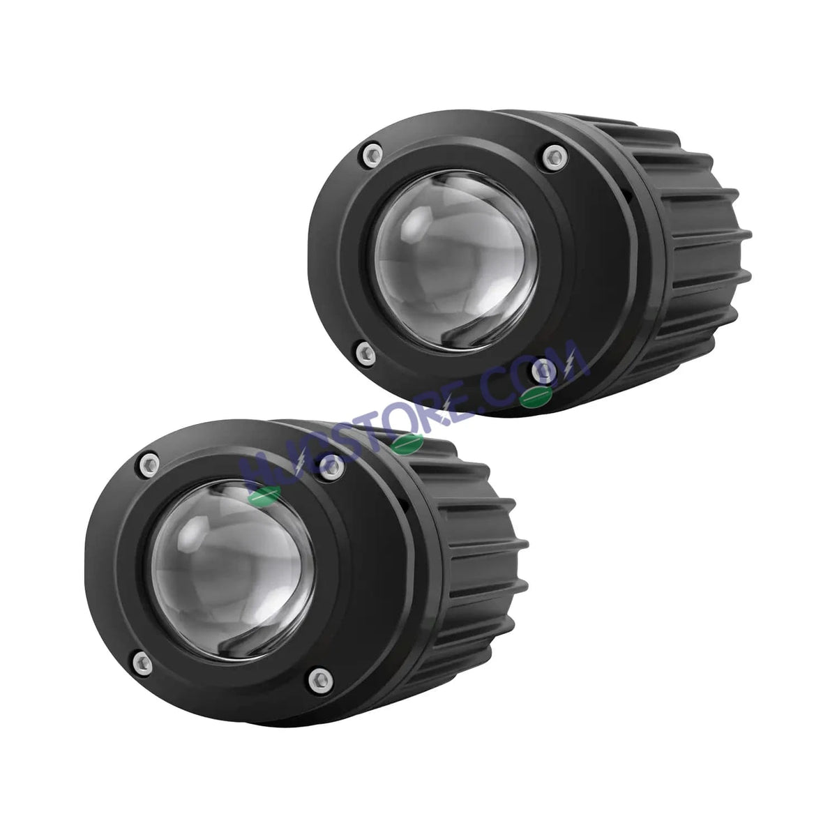 HJG Poki Foglights Mini Oval Projector LED Fog Lights | 40W 12,000LM Super Bright Dual Shot | Cool White & Yellow with Red DRL & Flash Mode | Universal Fit for Bike, Motorcycle, Car, Thar & Jeep (Pack of 2) - HJGstore.com