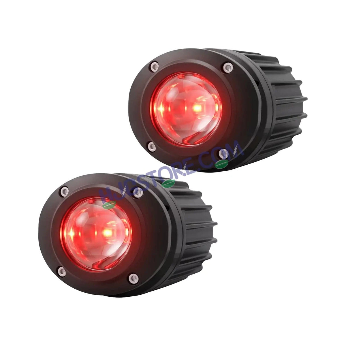 HJG Poki Foglights Mini Oval Projector LED Fog Lights | 40W 12,000LM Super Bright Dual Shot | Cool White & Yellow with Red DRL & Flash Mode | Universal Fit for Bike, Motorcycle, Car, Thar & Jeep (Pack of 2) - HJGstore.com