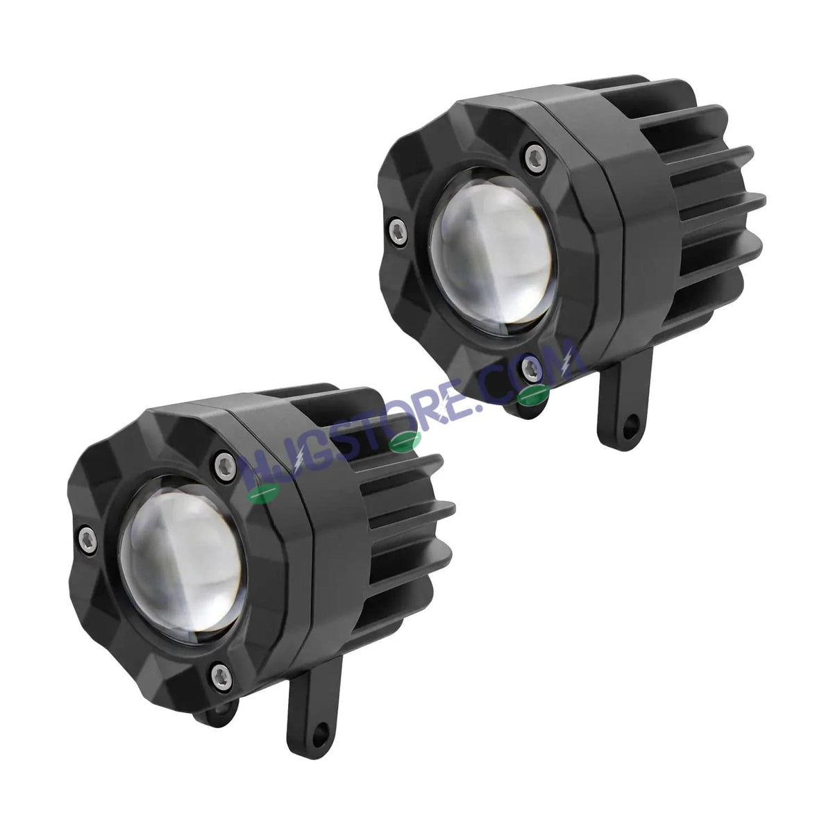 HJG Poki Foglights Mini Crystal Projector LED Fog Lights | 40W 12,000LM Super Bright Dual Shot | Cool White & Yellow with Red DRL & Flash Mode | Universal Fit for Bike, Motorcycle, Car, Thar & Jeep (Pack of 2) - HJGstore.com