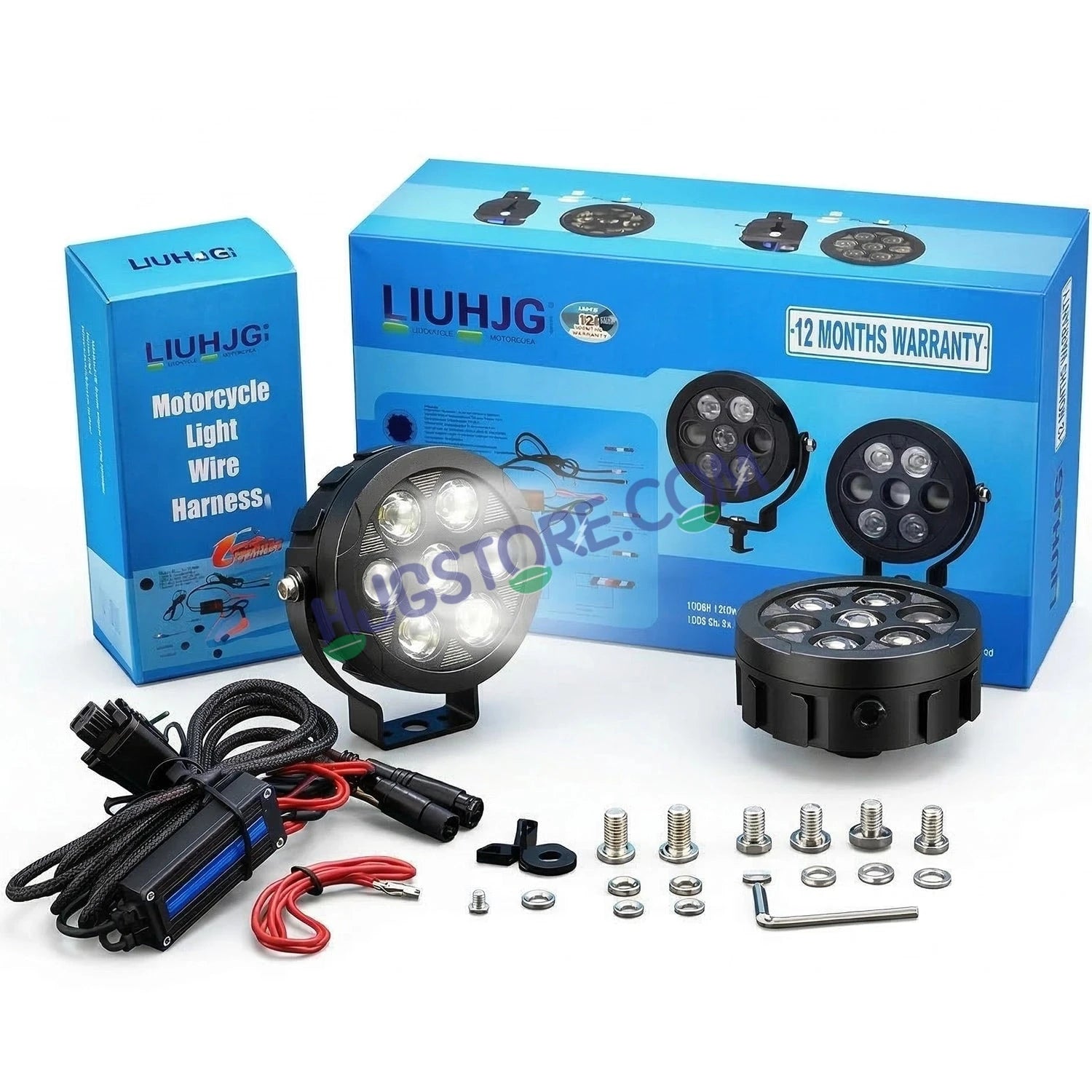 HJG New HP 111 140W 7-LED Projector Spread Spot Combo Auxiliary Fog Light Kit – Tri-Color Projector Middle 3 Lens Projector & 4 CREE LEDs with DRL & Adjustable Dimmer Control Wiring Harness, LIU HJG HP111 140W Foglight with Dimmer Controller Harness Kit - HJGstore.com