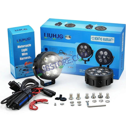 HJG New HP 111 140W 7-LED Projector Spread Spot Combo Auxiliary Fog Light Kit – Tri-Color Projector Middle 3 Lens Projector & 4 CREE LEDs with DRL & Adjustable Dimmer Control Wiring Harness, LIU HJG HP111 140W Foglight with Dimmer Controller Harness Kit - HJGstore.com
