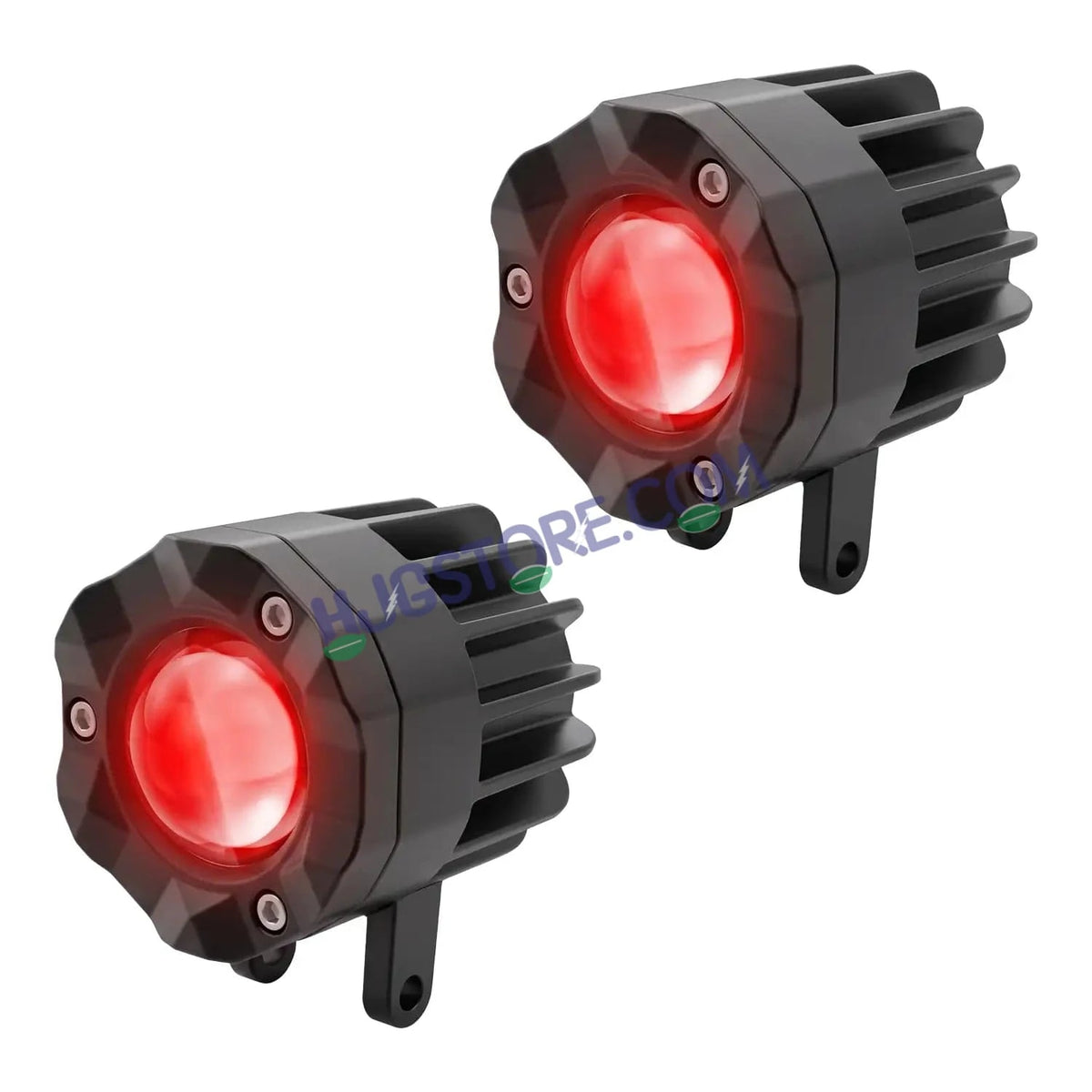 HJG Poki Foglights Mini Crystal Projector LED Fog Lights | 40W 12,000LM Super Bright Dual Shot | Cool White & Yellow with Red DRL & Flash Mode | Universal Fit for Bike, Motorcycle, Car, Thar & Jeep (Pack of 2) - HJGstore.com