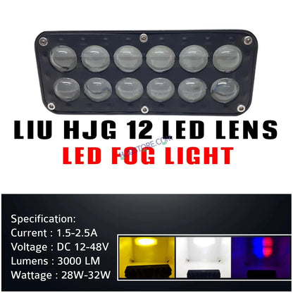 HJG 12 LED Red Blue Foglight with 5 Modes and Red Blue Flash DRL 12 LED Foglight Light Red Blue Flashing Light Multiple Connecting White, Yellow, White + Yellow, Flash, Red Blue Flash HJG - HJGstore.com