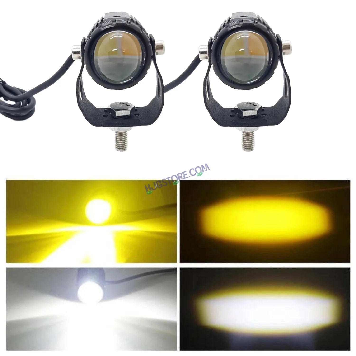 Original LIUHJG HJG Mini Drive LED Fog Light Bulb Lamp For Cars and Motorcycles Dual Color (White & Yellow) With Cooling Fan 2Pcs - HJGstore.com