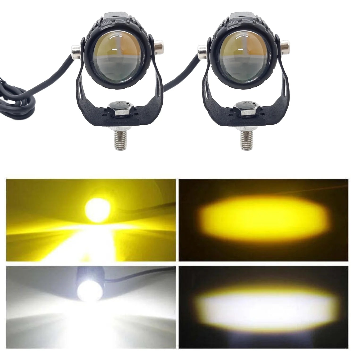 Original HJG Mini Drive LED Fog Light Bulb Lamp For Cars and Motorcycles Dual Color (White & Yellow) With Cooling Fan 2Pcs - HJGstore.com