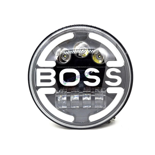 7 Inch Round Headlight Compatible with Royal Enfield, Jeep & Harley Davidson (Harley Boss Headlight) - bikerstore.in