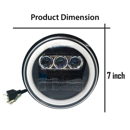 HJG 7 Inch New Round LED Headligh Fits in Jawa with High Beam, Low Beam (12V-80V 75W) - HJGstore.com