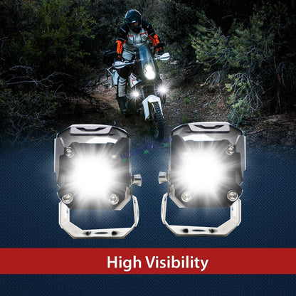 HJG 120W Mini LED Fog Projector Fog Light LED Work Light Fog Lamp Dual Color Motorcycle Lights Spot Light High beam/Low beam Electric Cars (Headlights) (12-80V DC – 60W) - HJGstore.com