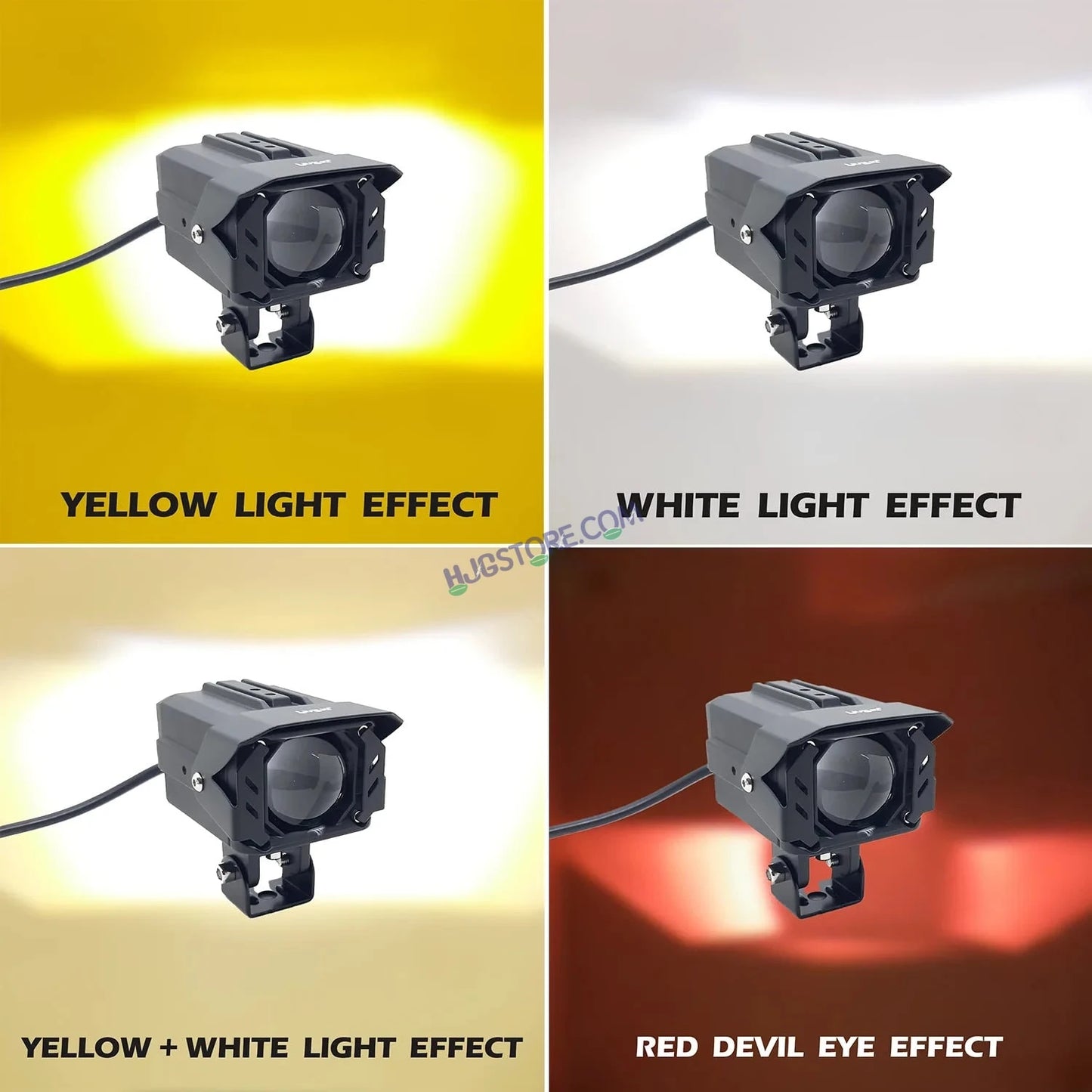 HJG Projector Shutter Original 200W Camera Lens Fog LED Laser Projector HJG Fog Light with Red Devil Lens 200W Red/White (Low and High Beam) MEGA DRIVE Fog Light For Bike/Car/Thar/Jeep/SUV/Universal ( Cool White ) - Pack of 2 - HJGstore.com