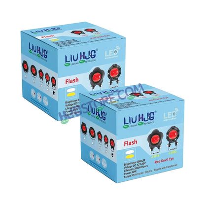 HJG Poki Foglights Mini Golf Ball Projector LED Fog Lights | 40W 12,000LM Super Bright Dual Shot | Cool White & Yellow with Red DRL & Flash Mode | Universal Fit for Bike, Motorcycle, Car, Thar & Jeep (Pack of 2) - HJGstore.com