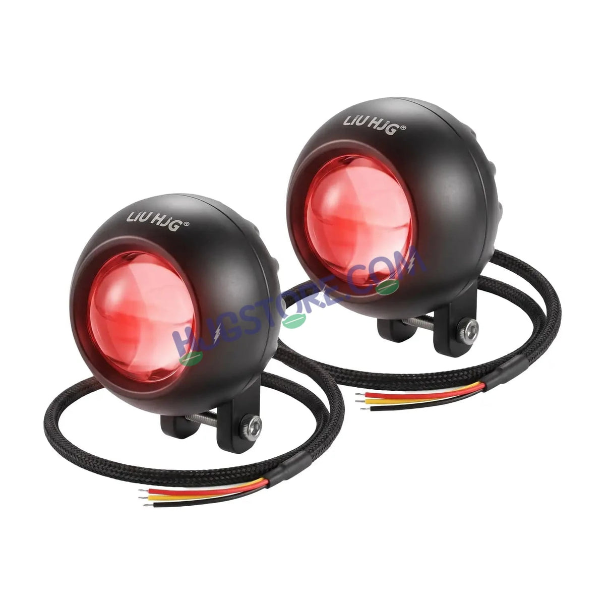 HJG Poki Foglights Mini Golf Ball Projector LED Fog Lights | 40W 12,000LM Super Bright Dual Shot | Cool White & Yellow with Red DRL & Flash Mode | Universal Fit for Bike, Motorcycle, Car, Thar & Jeep (Pack of 2) - HJGstore.com