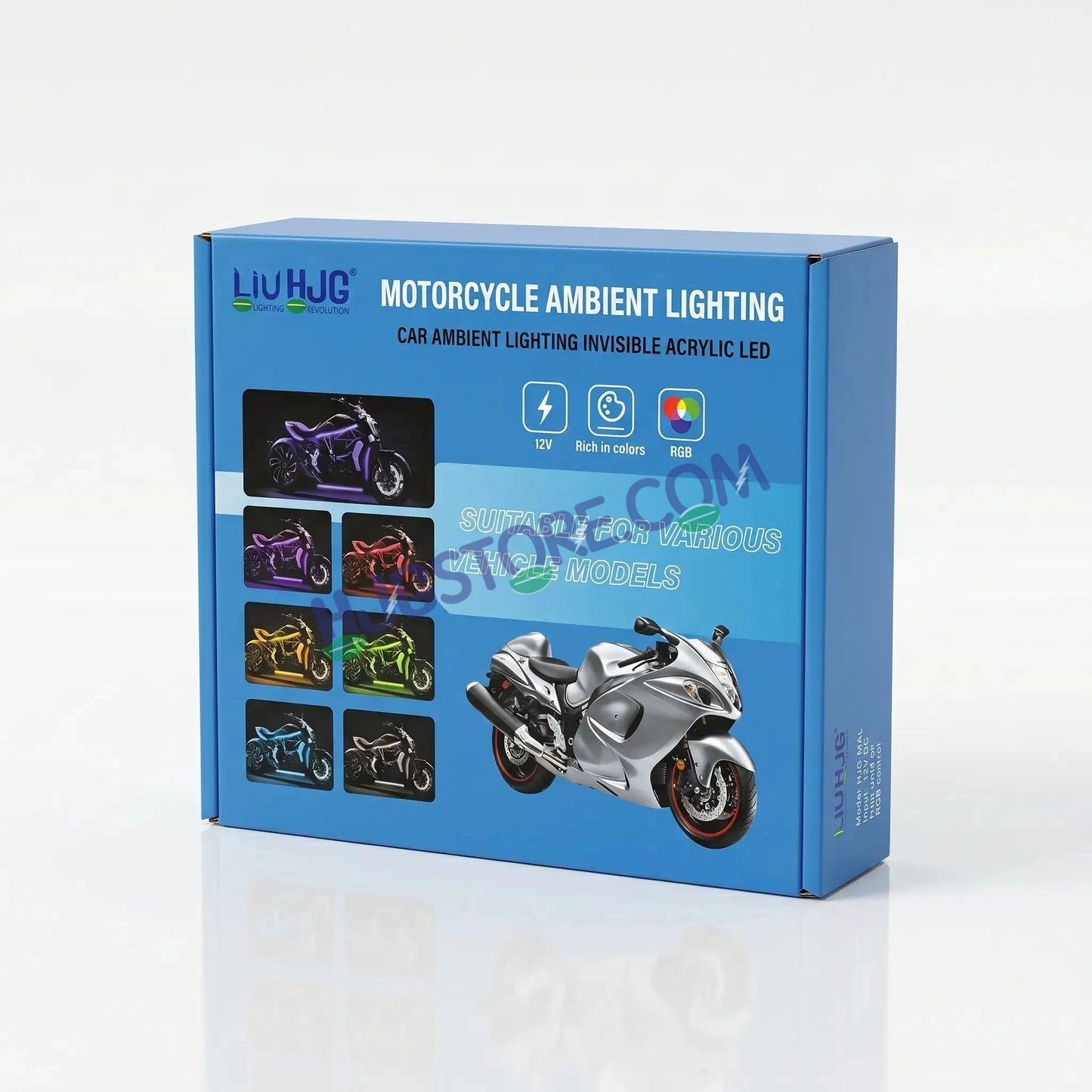 HJG 6Pcs Motorcycle Ambient Lighting Kit, Smart Mobile App Controlled RGB LED Underglow Strips (12V) | Waterproof & All Weather Proof | Flexible, Bendable & Can Be Cut Anywhere for Custom Fit | Multi-Color Accent Glow for All Bikes LIU HJG Ambient Light - HJGstore.com