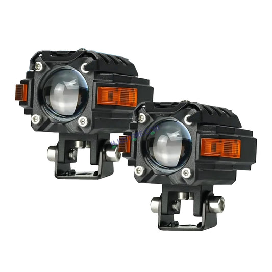HJG Hazard Series Foglight Single Lens 80W New Model with Red Orange Hazard DRL Foglight Ultra Wide Dual Intensity LED Fog Lights White/Yellow (2*40W = 80W Total) Universal For All Cars & Bikes LIU HJG Hazard S59 Single Projector Fog with Red Amber DRL - HJGstore.com