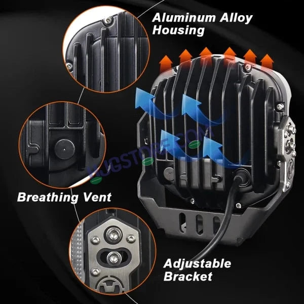 HJG GodsEye 5 Lens Original Gods Eye 5 LED 1.0 White/Red Off Road 7 inch 120W LED Headlight Spot Light Fog Light Universal For Bike, Truck, Jeep, Thar Car Bike Led Headlights Lights Led Fog Lights For Motorcycle Car SUV Lights, Pack of 1 LIU HJG GodsEye 5 - HJGstore.com