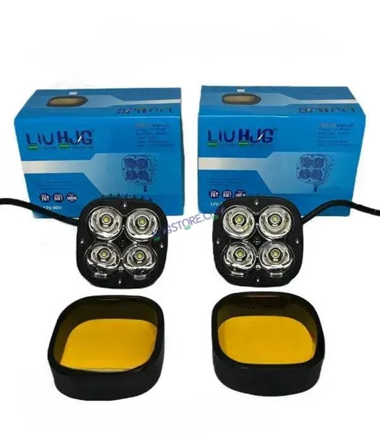 HJG Original 4 LED CREE 60W Fog Light Auxiliary Light For All Motorcycles With Yellow Filter Cap (2 Pcs) - HJGstore.com