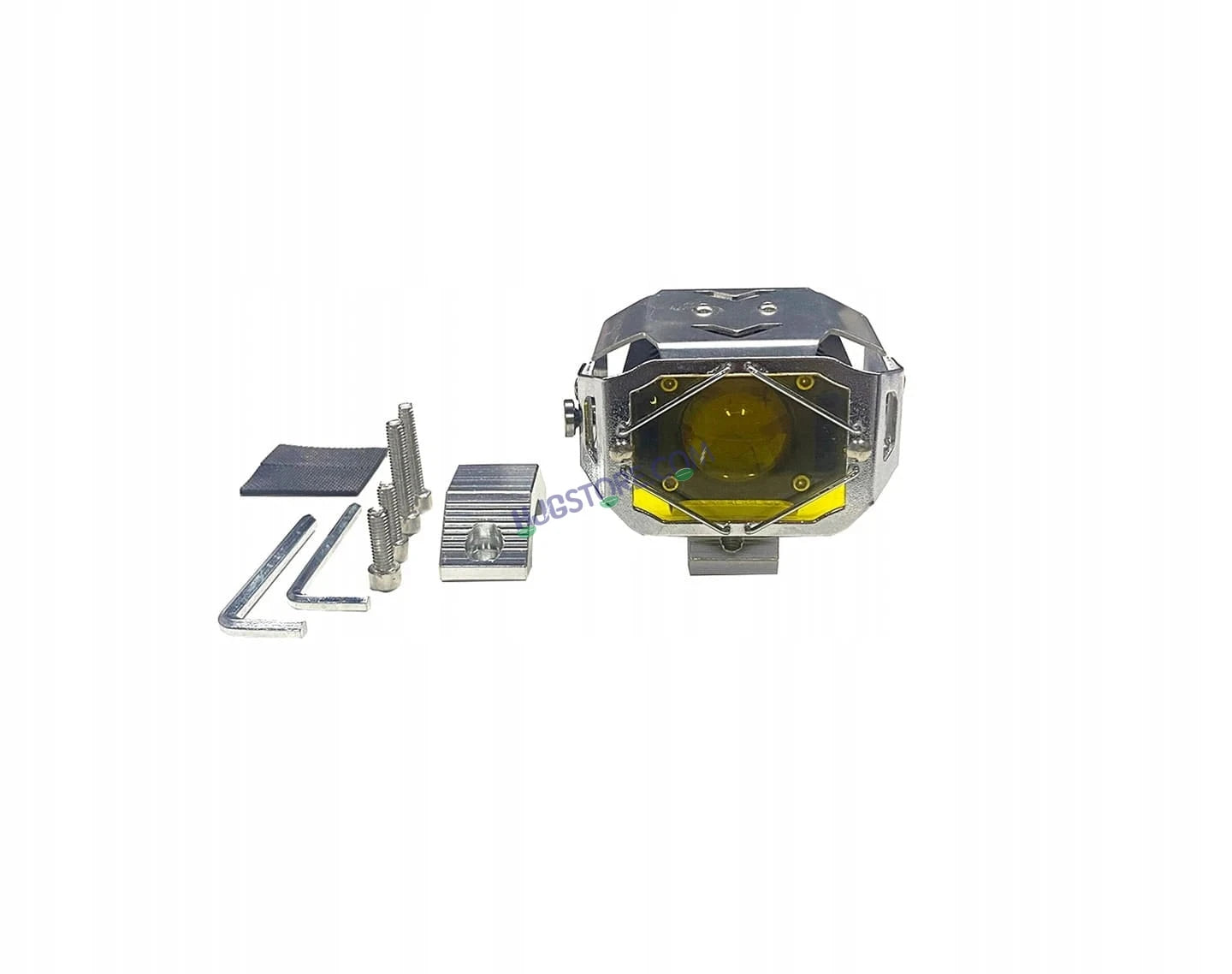 HJG Chrome Transformer Foglight 140W LED Projector with Wiring Kit Slider Yellow Cap Wide Spread White/Yellow 140W 2pc Foglight Ultra Wide Dual Intensity LED Driving Fog Lights 3000K/6500K Universal For All Cars & Bikes, Pack of 2 with Wiring Harness Kit - HJGstore.com
