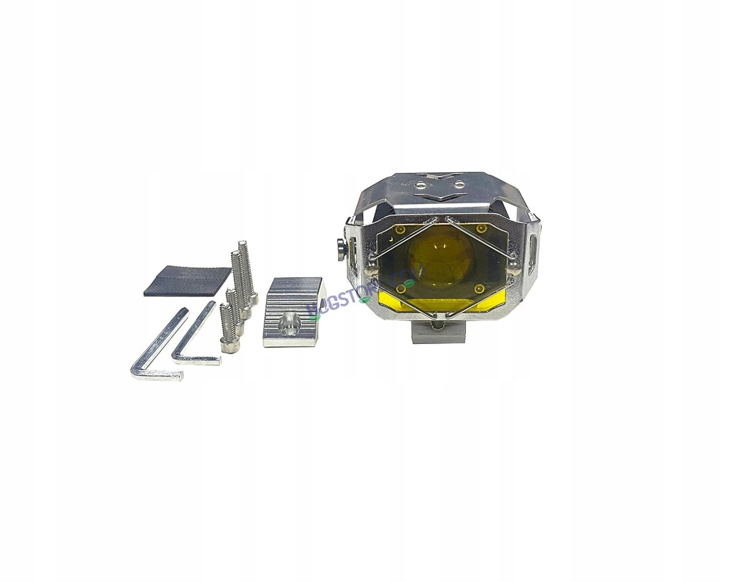 HJG Chrome Transformer Foglight 140W LED Projector with Wiring Kit Slider Yellow Cap Wide Spread White/Yellow 140W 2pc Foglight Ultra Wide Dual Intensity LED Driving Fog Lights 3000K/6500K Universal For All Cars & Bikes, Pack of 2 with Wiring Harness Kit - HJGstore.com