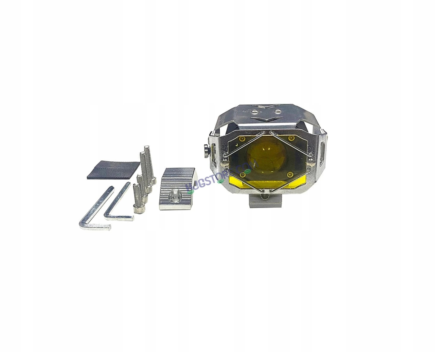 HJG Chrome Transformer Foglight 140W LED Projector with Wiring Kit Slider Yellow Cap Wide Spread White/Yellow 140W 2pc Foglight Ultra Wide Dual Intensity LED Driving Fog Lights 3000K/6500K Universal For All Cars & Bikes, Pack of 2 with Wiring Harness Kit - HJGstore.com