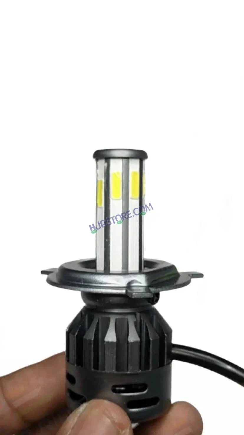 HJG M4 Mini ORIGINAL LED Headlight Bulb H4 80W For All Motorcycles (Low and High Beam Bulbs (White) AC/DC 80Watt 4 Side Chip) - Type H4 - HJGstore.com