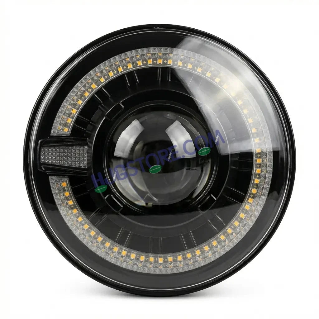 HJG C-320 7 Inch Headlight Set Pack of 2 108W Projector Ultra Wide 7 Inch Headlight Assembly 2pc C-320 Left Right White LED Headlight Projector Headlight Assembly | 108W CREE/Osram LED Chip Multi DRL Compatible with Jeep, Jimny, Thar, Gypsy - Set of 2, H4 - HJGstore.com