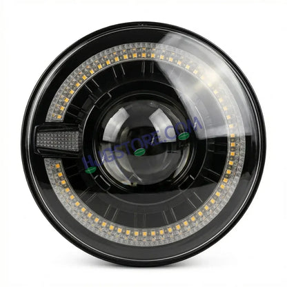 HJG C-320 7 Inch Headlight Set Pack of 2 108W Projector Ultra Wide 7 Inch Headlight Assembly 2pc C-320 Left Right White LED Headlight Projector Headlight Assembly | 108W CREE/Osram LED Chip Multi DRL Compatible with Jeep, Jimny, Thar, Gypsy - Set of 2, H4 - HJGstore.com