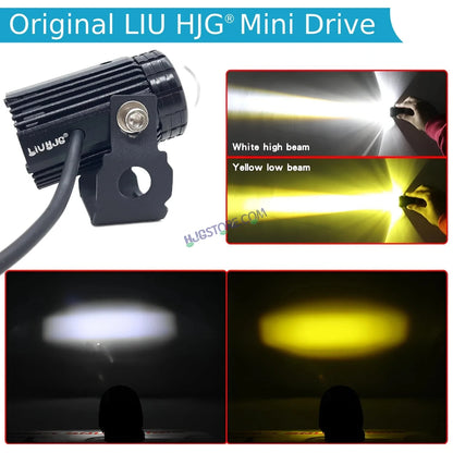 Original LIUHJG HJG Mini Drive LED Fog Light Bulb Lamp For Cars and Motorcycles Dual Color (White & Yellow) With Cooling Fan 2Pcs - HJGstore.com