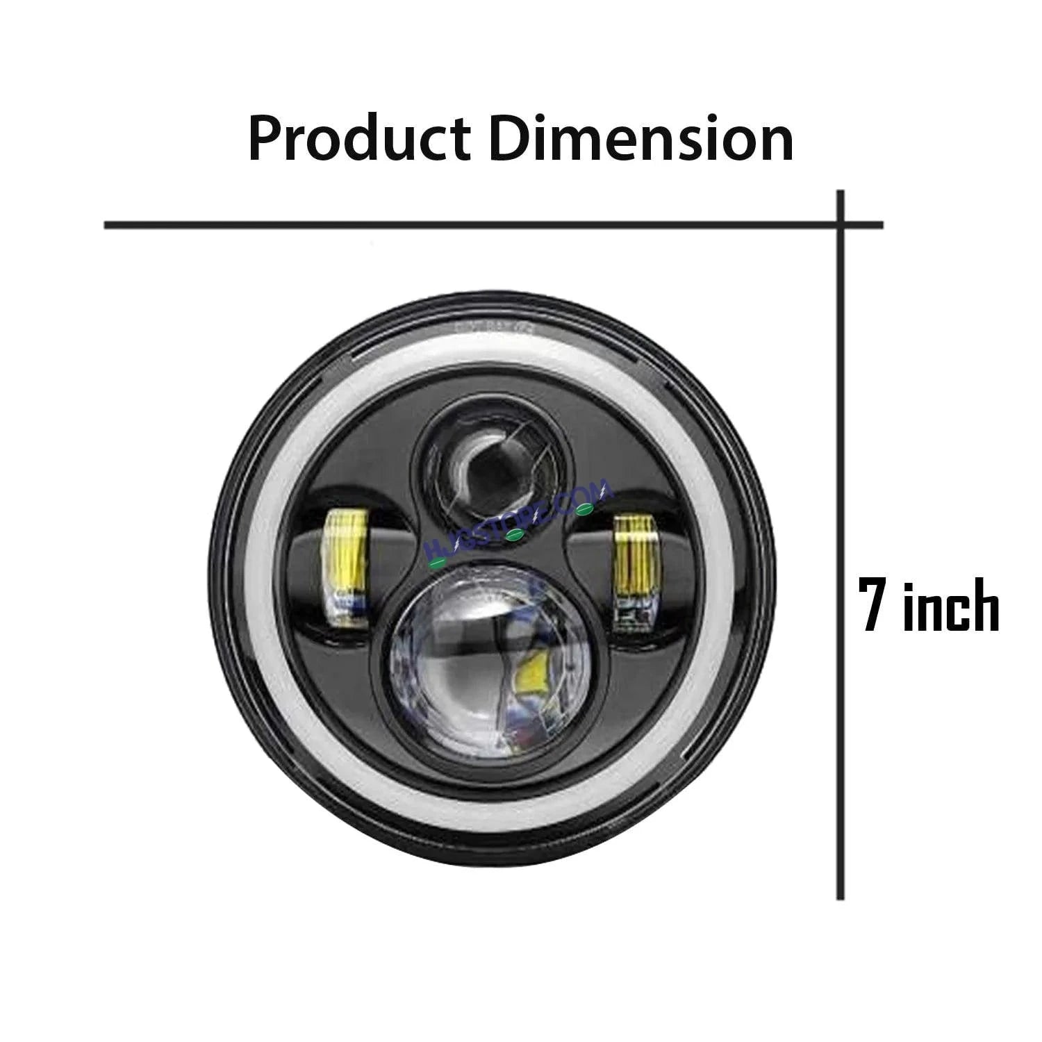 HJG Genuine Full Ring 7 Inch LED Headlight with Spotless and Bright DRL Fits in Royal Enfield (All Model) And Mahindra Thar (12V-80V DC 75W) - HJGstore.com