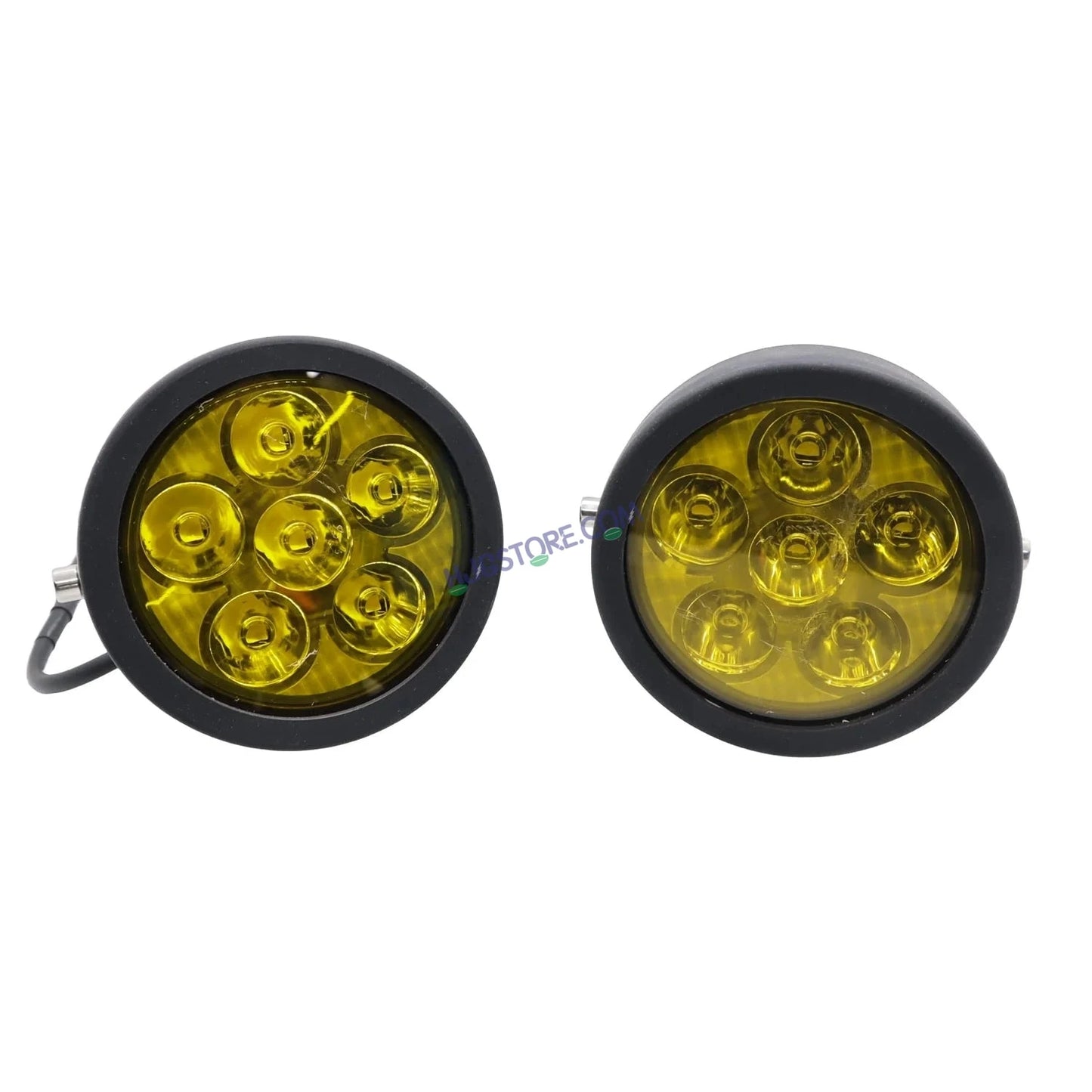 HJG 6 LED 120W Round CREE Foglight Foglamp with Yellow Cover 120W 6 LED HJG 120W 5 LED Car Accessories Led Headlights Lights Led Fog Lights For Motorcycle Car SUV Lights, Set of 2 with Wiring Harness Kit HJG 6 LED Round 120W - HJGstore.com