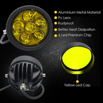 HJG 6 LED 120W Round CREE Foglight Foglamp with Yellow Cover 120W 6 LED HJG 120W 5 LED Car Accessories Led Headlights Lights Led Fog Lights For Motorcycle Car SUV Lights, Set of 2 with Wiring Harness Kit HJG 6 LED Round 120W - HJGstore.com