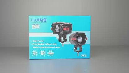 HJG NightBreaker Spaceship P97 Dual Projector Lens Foglight 100W Dual Lens Projector Lens Fog Light 100W Foglight Ultra Wide Dual Intensity LED Fog Lights White/Yellow Universal For All Cars & Bikes with Hazard Indicator LIU HJG P97 Foglight Red Amber DRL
