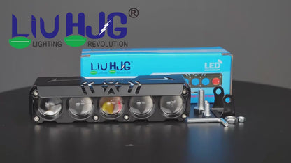 HJG 5 Lens Red Blue 60W Foglight with Red Blue Flash Mode 5 Lens Projector Foglight 60W Foglight Ultra Wide Dual Intensity LED Fog Lights White/Yellow/Warm White/Flash/Red Blue DRL Universal For All Cars & Bikes LIU HJG 5 Lens Red Blue 60W Foglight 1pc