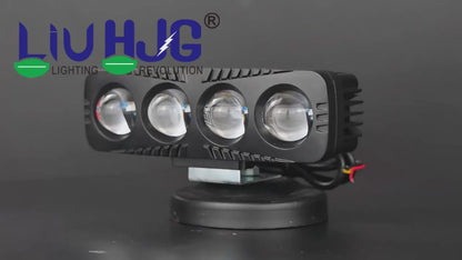 HJG 4 Lens Fog Light 80W Red Devil DRL 4 Lens Projector Lens Foglight 80W (2 * 40W) 4 Lens LED Projector Fog 80W with Red Devil DRL Foglight Ultra Wide Dual Intensity LED Fog Lights White/Yellow/Red Devil DRL Projector (80W) Universal For All Cars & Bikes