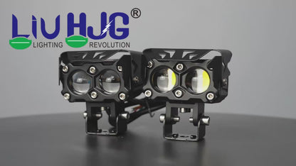 HJG Future Eyes 2 Lens with Wiring Kit Foglight 60W 2 Lens Future Eyes Fog Projector Lens 2pc Foglight White/Yellow/Flash Modes 60W Foglight LED Fog Lights White/Yellow/Flash (60W) Universal For All Cars Bikes LIU HJG Future Eyes 2 with Wiring Harness Kit