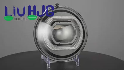 HJG RGB Ring DRL 90W Projector Ultra Wide 7 Inch Headlight Assembly Mobile App Control C-316 White LED Headlight New Model Projector Headlight Assembly for Royal Enfield | 90W CREE/Osram LED Chip Multi DRL Compatible with Royal Enfield, Jeep, Thar, Gypsy