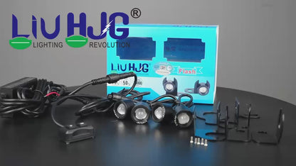 HJG 2 Pcs Motorcycle LED Strobe Light Kit  with Remote Control, Wiring Harness, Relay Module & Switch - Multi-Color Flashing Auxiliary Projector Lights - Universal Fit for Bikes, Cars, SUVs, Cruisers & Custom Builds