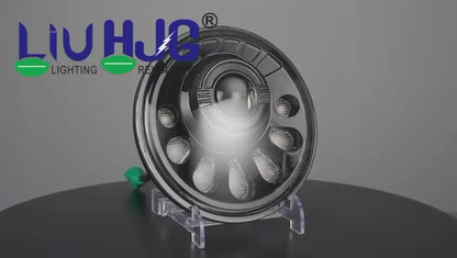 HJG C-250 Petal 7 Inch Headlight Assembly White Amber Petals 7 Inch Headlight Assembly 88W Projector Ultra Wide C-250 White LED Headlight New Projector Headlight Assembly | 88W CREE/Osram LED Chip Multi DRL Compatible with Royal Enfield, Jeep, Thar, Gypsy
