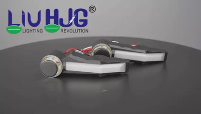 HJG Knuckle Guard with Handle Light Combo with White/Blue/Red DRL Mode and Running Yellow Turn Signals Universal for Motorcycles for Hand Protection Red DRL/White/Running Yellow Turn Signal Universal For All Bikes LIU HJG Knuckle Guard Hand Guard with DRL
