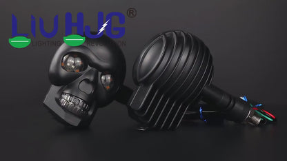 HJG Skull Indicator Skull Shape Turn Signal Lights Indicator Universal for All Bikes Models Turn Signal Lights Motorcycle Set of 2 HJG Skull Indicator