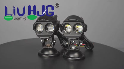 HJG Alien 2 Lens Projector Foglight 120W with Wide Spread White/Yellow/Warm White Light 120W 2pc Foglight Ultra Wide Dual Intensity LED Driving Fog Lights 3000K/4300K/6500K Universal For All Cars & Bikes LIU HJG Alien 2 Lens Projector Foglight, Pack of 2