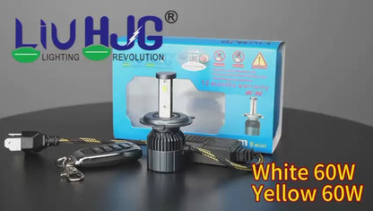 HJG M3 Remote Multi Beam 120W H4 3 in 1 3000K 4300K 6000K LED Bulb AC/DC Headlight White/Yellow/Warm White/Flash Beam 60W + 60W for Bike Car Light H4 LED with Fan Remote Hi/Lo Beam Headlight 12V/24V for Bike/Car, Set of 1, White/Yellow/Warm White Hi/Lo