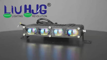 HJG Original Waymaker 4 LED New Model Slim Drive Dual Colour Fog Light Mini Drive Light Version 4 With Red Devil Eye And Wiring With Canbus For All Cars and Motorcycles (2Pcs) HJG Waymaker Foglight HJG New Model 4 LED with Canbus Wiring