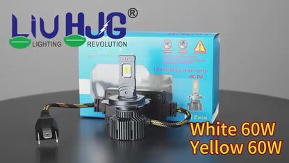 HJG M2 Mini 70W White/Yellow H4 Dual Beam New Model LED Bulb AC/DC Headlight LED Bulb White/Yellow Hi/Lo 70W H4 LED for Bike Car Light H4 LED with Fan Conversion Kit Hi/Lo Beam Headlight 12V/24V for Bike/Car, Set of 1, 7000 LM 70W, White/Yellow Hi/Lo