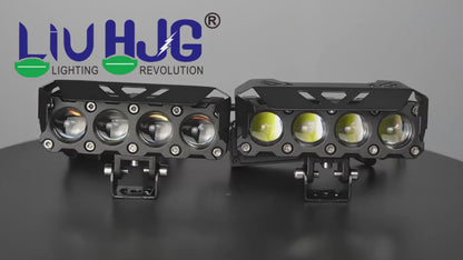 HJG Future Eyes 4 Lens 120W 4 Lens MEGA DRIVE Fog Light For Bike/Car/Thar/Jeep ( Cool White, 60W each * 2 = 120W Total ) - Pack of 2 Future Eyes 4 Lens