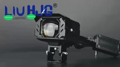 HJG Projector Shutter Original 200W Camera Lens Fog LED Laser Projector HJG Fog Light with Red Devil Lens 200W Red/White (Low and High Beam) MEGA DRIVE Fog Light For Bike/Car/Thar/Jeep/SUV/Universal ( Cool White ) - Pack of 2