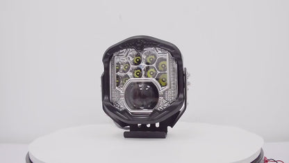 HJG GodsEye Side Shooter 1 LED with 8 CREE LED White/Red Off Road 7 inch 95W LED Headlight Spot Light Fog Light Universal For Bike, Truck, Jeep, Car Bike Led Headlights LED Fog Lights For Motorcycle Car SUV Lights, Pack of 1 LIU HJG GodsEye Side Shooter