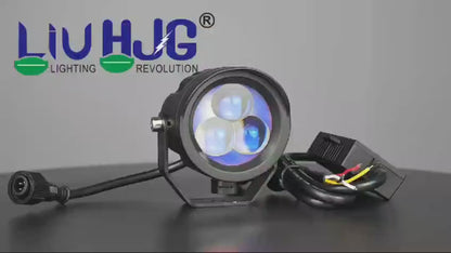 HJG 3 LED Projector Fog Triple Lens 120W Foglight New Model with Power Adaptor Foglight Ultra Wide Dual Intensity LED Driving Fog Lights White/Yellow (2*60W = 120W Total) Universal For All Cars & Bikes HJG New 3 LED Projector Devil HJG 126 Fog