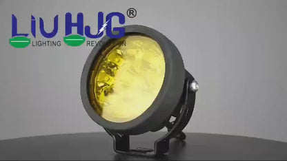 HJG New 9 LED 180W Round CREE Foglight Foglamp with Yellow Cover 180W 9 LED HJG 180W 9 LED Car Accessories Led Headlights Lights Led Fog Lights For Motorcycle Car SUV Lights, Set of 2 with Wiring Harness Kit HJG 9 LED Round 180W