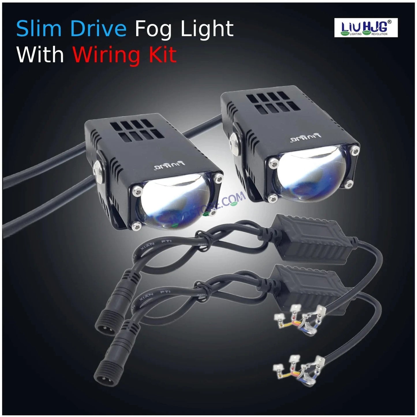 LIUHJG LIU HJG Waymaker Fog Light Dual Colour Fog Light Mini Drive Yellow White & Red Devil Eye Slim Drive Light Version 4 With Red Devil Eye And Wiring With Canbus Universal For All Cars and Motorcycles (2Pcs) HJG - HJGstore.com