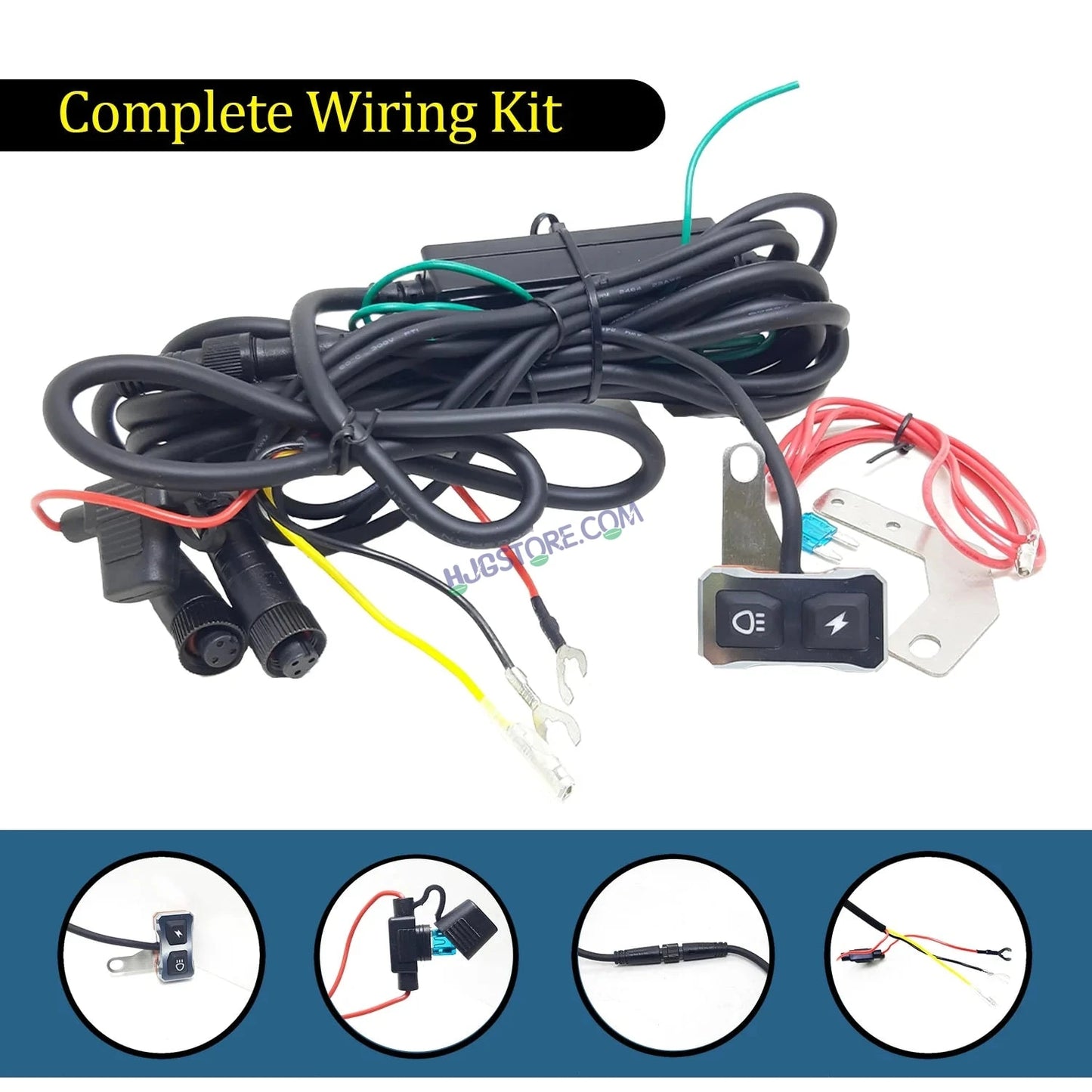 HJG Future Eyes 6 Lens Heavy with Remote Wiring Harness Kit 180W 6 Lens MEGA DRIVE Fog Light For Bike/Car/Thar/Jeep ( Cool White, 90W each * 2 = 180W Total ) - Pack of 2 HJG Future Eyes 6 Lens with Remote Wiring Harness Kit - HJGstore.com